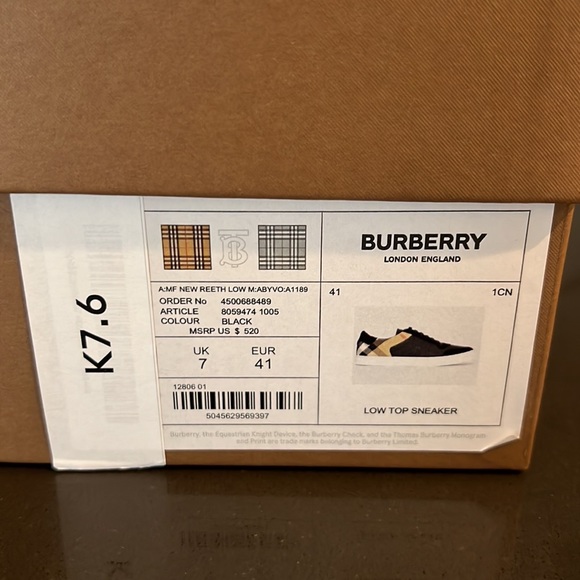 Burberry Leather, Suede and House Check Cotton Sneakers - Picture 6 of 6